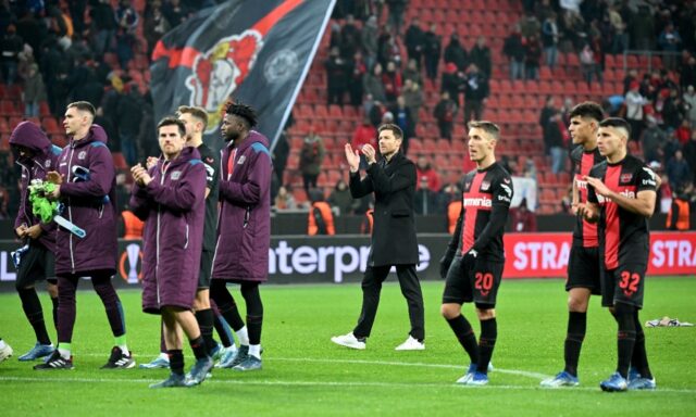 Bayer Leverkusen coach Xabi Alonso (C) said his club had enough quality to navigate the AF