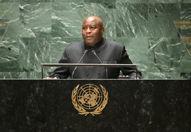 Burundi's President Evariste Ndayishimiye addresses the United Nations General Assembly on
