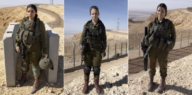 This combination of pictures shows Israeli soldiers (L to R) Marom, Shana and Eliora, from