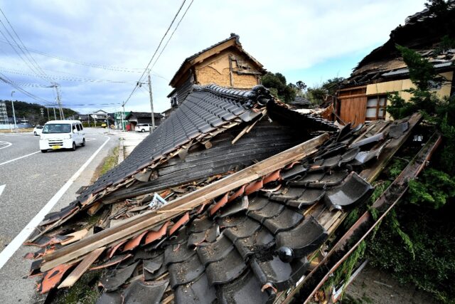 The earthquake left deep cracks in concrete and brought down entire wooden homes so only t