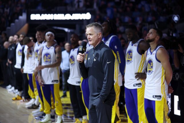 Golden State head coach Steve Kerr leads the tributes to late assistant coach Dejan Miloje