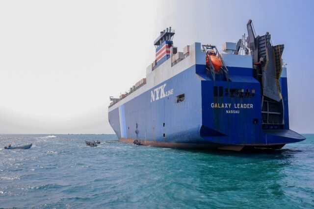 Huthi rebels captured the Galaxy Leader cargo ship and detained its 25 crew more than two