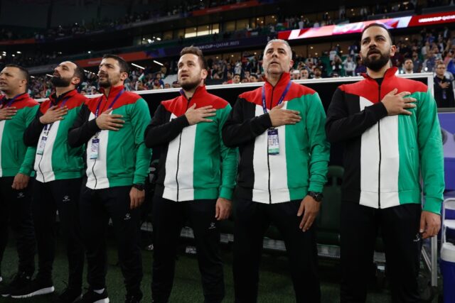 Palestine's coach Makram Daboub (second right) said his side would "regain our confidence