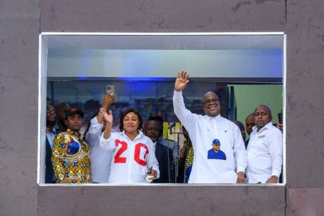The President Felix Tshisekedi (2nd R) got 73.47 percent of vote during a December 20 elec