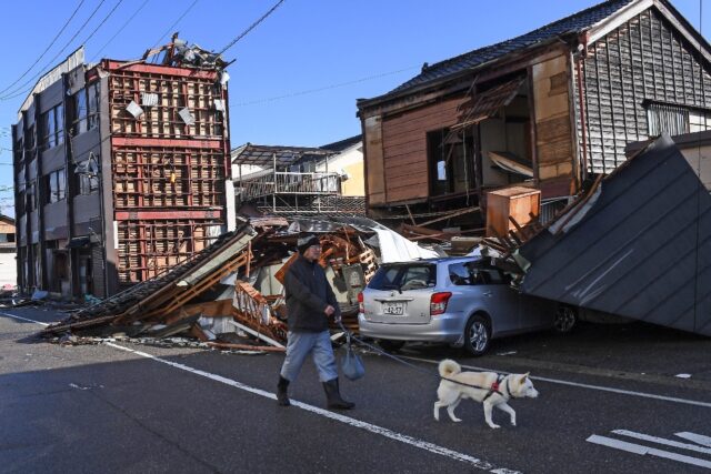 The quake tore whole facades off three-storey structures
