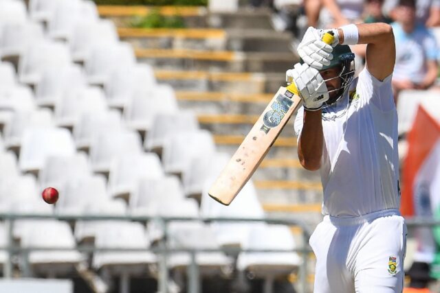 South Africa's Aiden Markram on his way to a century on the second day against India at Ne