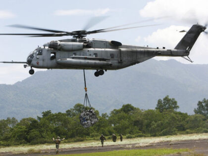 In this Saturday Oct. 10, 2009, file photo, a U.S. military helicopter, the CH-53E Super Stallion, 