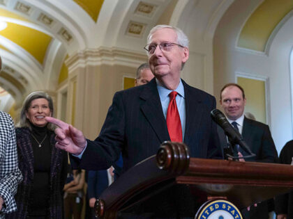 Senate Minority Leader Mitch McConnell, R-Ky., speaks during a news conference on border s
