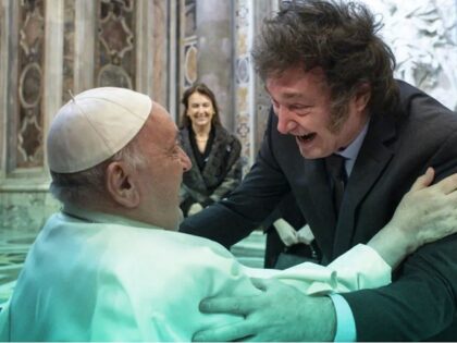 Argentinean President Javier Milei embraces Pope Francis in the Vatican.
