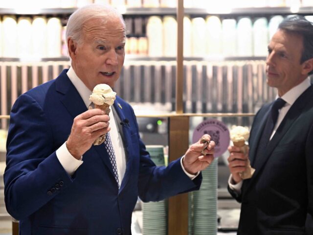 Biden ice cream Seth Myers (Jim Watson / AFP / Getty)