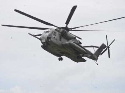 CAVITE, LUZON, PHILIPPINES - SEPTEMBER 20: A U.S. CH-53E Super Stallion helicopter manueve
