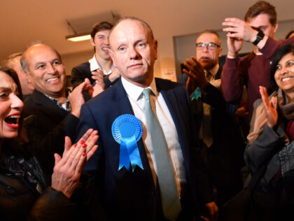 Conservative candidate Mike Freer after winning the Finchley & Golders Green constitue