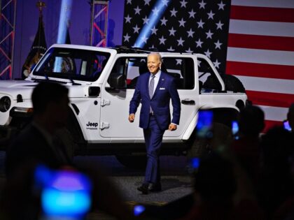 DETROIT, MI - SEPTEMBER 14: President Joe Biden walks to the podium to make remarks at th