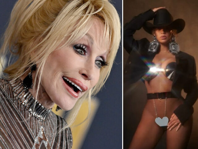 (INSET: Cover art for Beyoncé's song "Texas Hold 'Em.") Dolly Parton attends the 57th Aca