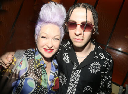 NEW YORK, NEW YORK - JUNE 14: Cyndi Lauper and son Declyn “Dex” Lauper pose at the Tri
