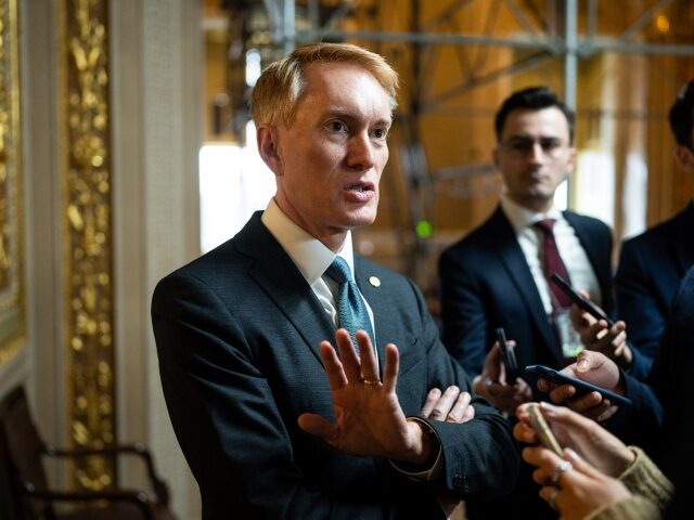 WASHINGTON - JANUARY 31: Sen. James Lankford, R-Okla., speaks to reporters in the Senate Reception Room in the U.S. Capitol on Wednesday, January 31, 2024. (Bill Clark/CQ-Roll Call, Inc via Getty Images)