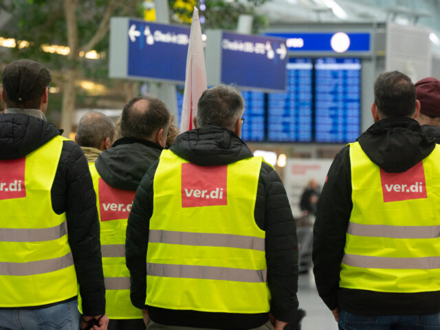 Dozens of Lufthansa ground staff from the Ver.di union are striking at Duesseldorf Airport