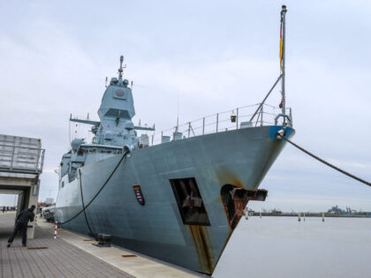 The frigate F 221 Hessen of the German Bundesmarine navy is moored at its home port Wilhel