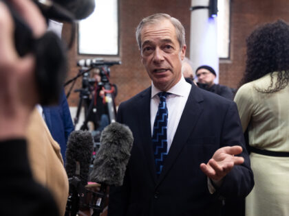 LONDON, UNITED KINGDOM - 2024/02/06: Nigel Farage is interviewed after the launch of the '