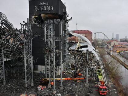 The rescue service works on February 15, 2024 at the burned-out Liseberg Oceana Water Worl