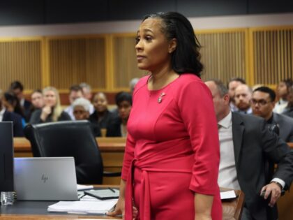 Fulton County District Attorney Fani Willis stands in the courtroom during a hearing in th