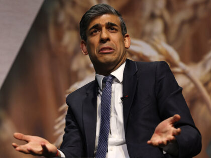 Britain's Prime Minister Rishi Sunak speaks during a question and answer session with Nati