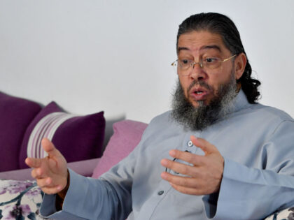 Tunisian Imam Mahjoub Mahjoubi speaks at his home in the town of Soliman on February 23, 2
