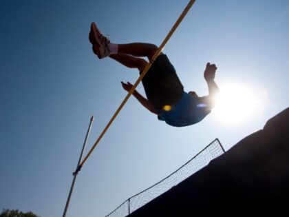 Athlete competes in high jump