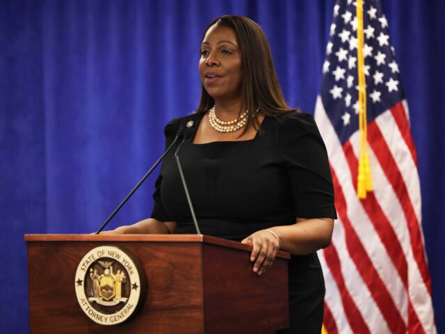 NEW YORK, NY - FEBRUARY 16: Attorney General Letitia James speaks during a press conferenc