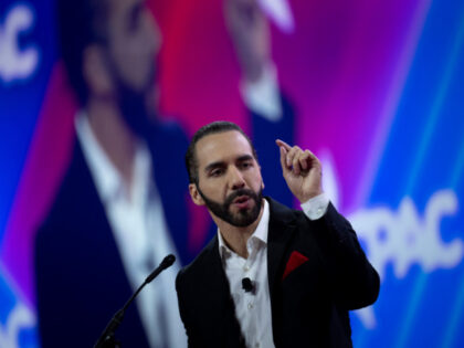 The President of El Salvador, Nayib Bukele, speaks during the annual Conservative Politica