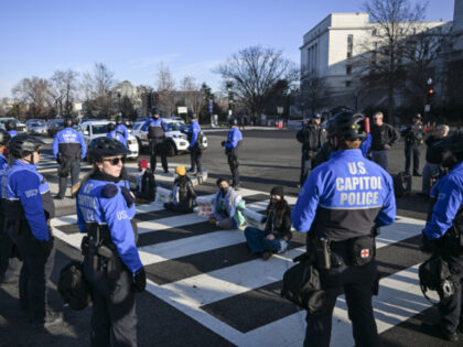 WASHINGTON DC, UNITED STATES - FEBRUARY 1: Pro-Palestinian protesters block 5 major roadwa