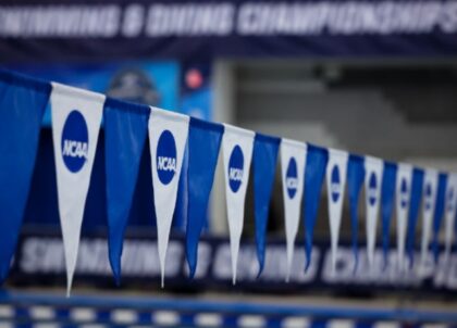 GREENSBORO, NC - MARCH 9: A general view of NCAA pool flags during the Division II Men’s