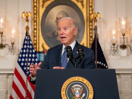 WASHINGTON, DC - FEBRUARY 08: U.S. President Joe Biden delivers remarks in the Diplomatic