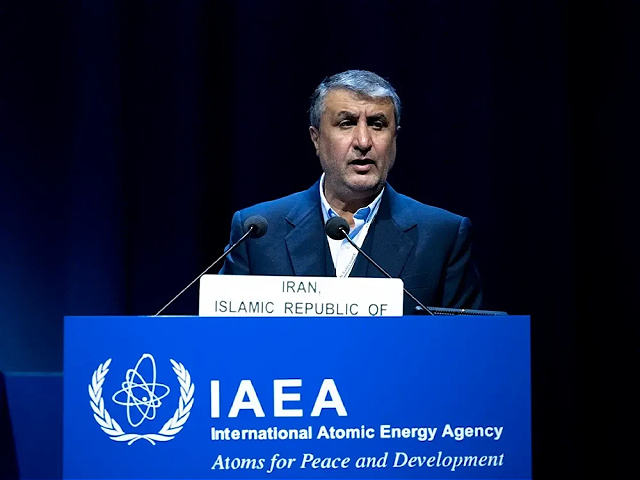 Iran's nuclear chief Mohammad Eslami speaks during the General Conference of the International Atomic Energy Agency (IAEA) at the agency's headquarters in Vienna, Austria on September 26, 2022. (Photo by JOE KLAMAR / AFP) (Photo by JOE KLAMAR/AFP via Getty Images)