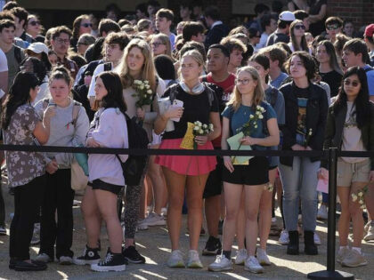 University of Georgia students gather to pay tribute to Laken Riley at the Tate Plaza on c