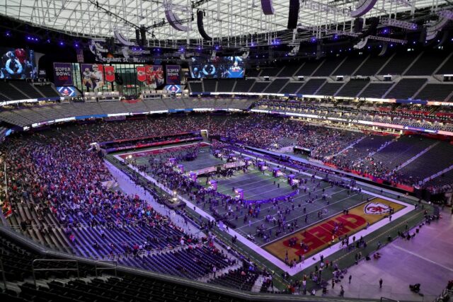 The Allegiant Stadium gears up to host the Super Bowl, the latest major sporting event to