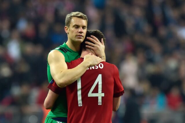 Bayern Munich goalkeeper Manuel Neuer with then teammate Xabi Alonso. Neuer said Alonso ha
