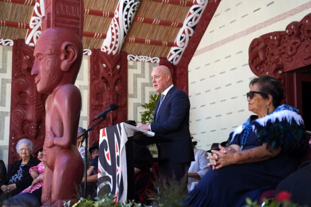 A handout photo from the Office of the Prime Minister shows New Zealand Prime Minister Chr