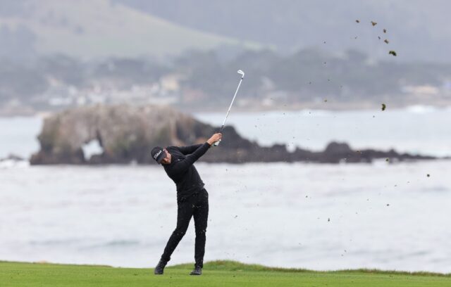 PGA Pebble Beach Pro-Am leader Wyndham Clark must wait until Monday to try and win the eve