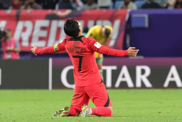 Son Heung-min celebrates at the end