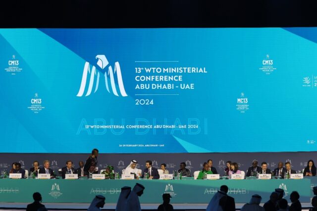 The WTO meeting in the capital of the United Arab Emirates had opened on Monday with major