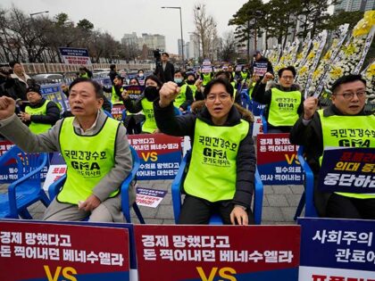 Members of the Korea Medical Association stage a rally against the government's medic