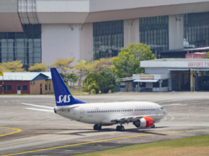 A Scandinavian Airlines medevac plane arrives at Langkawi, where the Norwegian king is bei