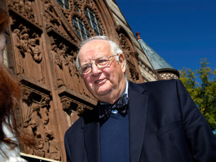 Angus Deaton greets people at Princeton University after it was announced that he won the