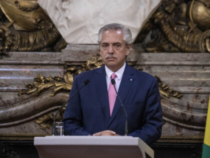 Alberto Fernandez, Argentina's president, during a news conference at the Casa Rosada in B