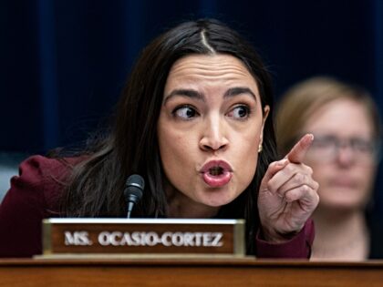 Representative Alexandria Ocasio-Cortez, a Democrat from New York, speaks during a House O
