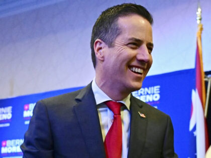 Cleveland businessman Bernie Moreno, a Republican candidate for U.S. Senate, smiles at sup