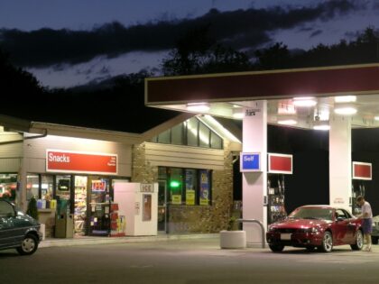 A gas station at night (Getty/Stock Photo)