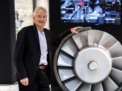 British industrial design engineer and founder of the Dyson company, James Dyson, poses ne