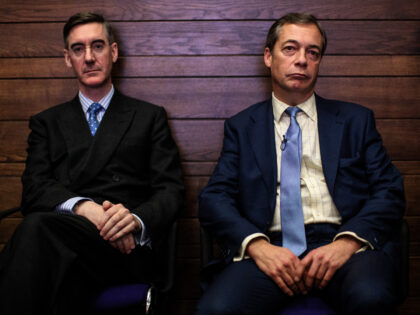 LONDON, ENGLAND - DECEMBER 14: Conservative MP Jacob Rees-Mogg and British MEP Nigel Farag